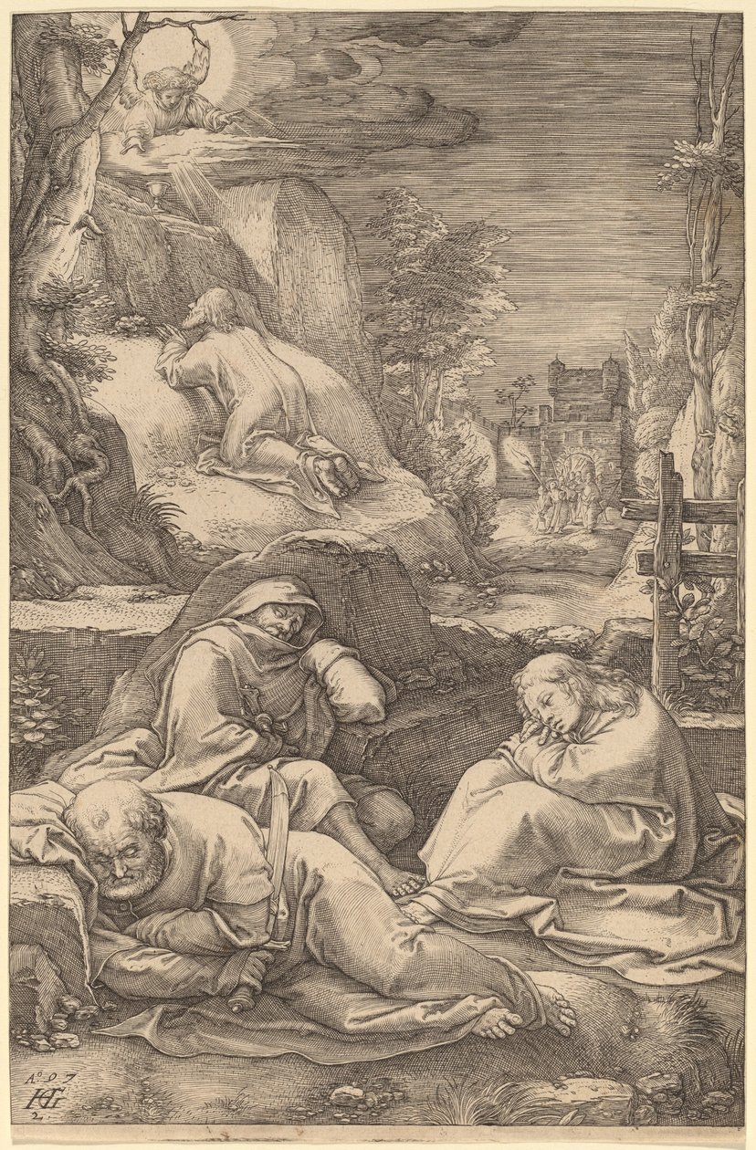 基督在橄榄山 作者 亨德里克·古尔齐乌斯（Hendrik Goltzius）