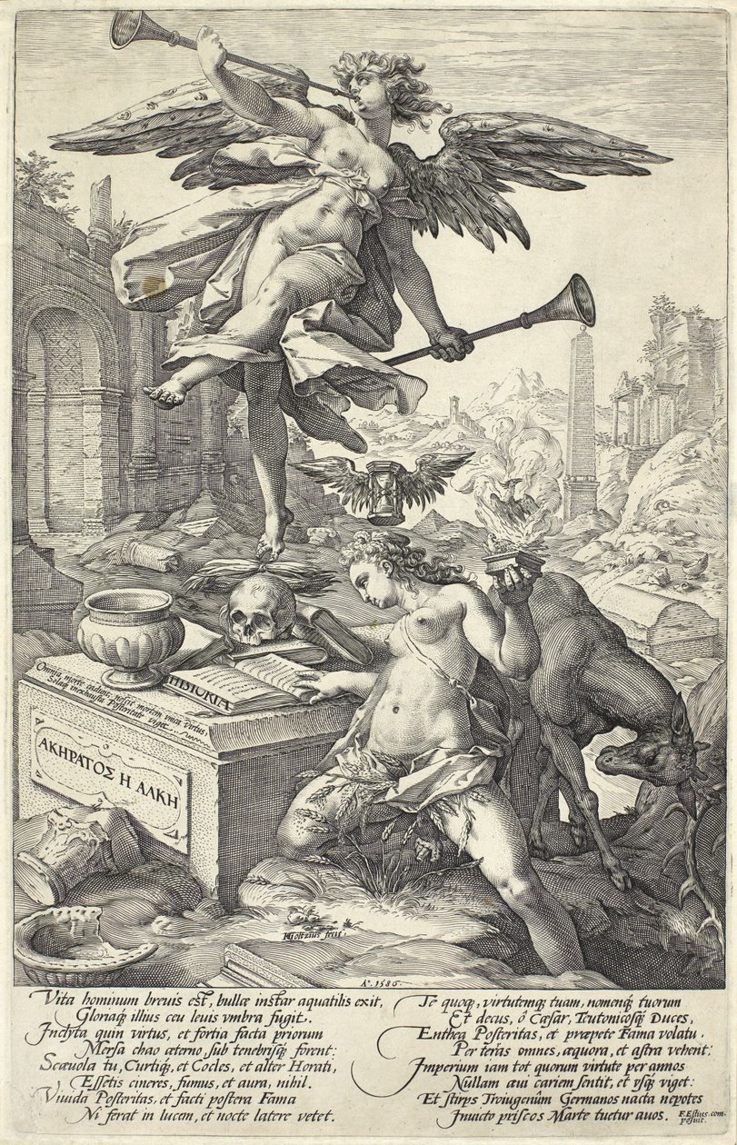 成名与历史，来自罗马英雄，1586年 作者 亨德里克·古尔齐乌斯（Hendrik Goltzius）