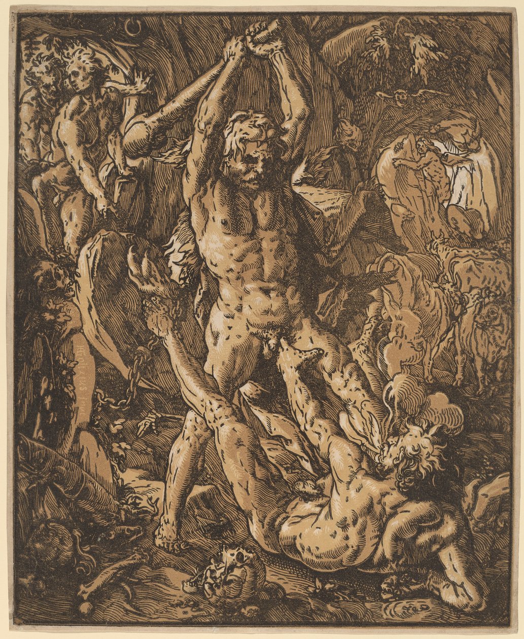 海格力斯杀了卡库斯 作者 亨德里克·古尔齐乌斯（Hendrik Goltzius）