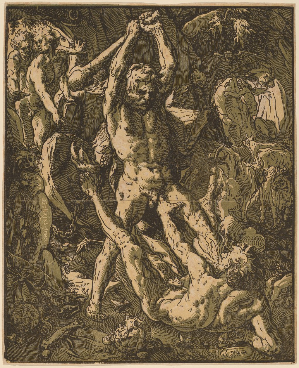 海格力斯杀了卡库斯 作者 亨德里克·古尔齐乌斯（Hendrik Goltzius）