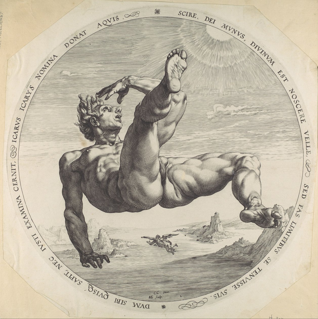 伊卡洛斯，来自The Four Disgracers，1588 作者 亨德里克·古尔齐乌斯（Hendrik Goltzius）