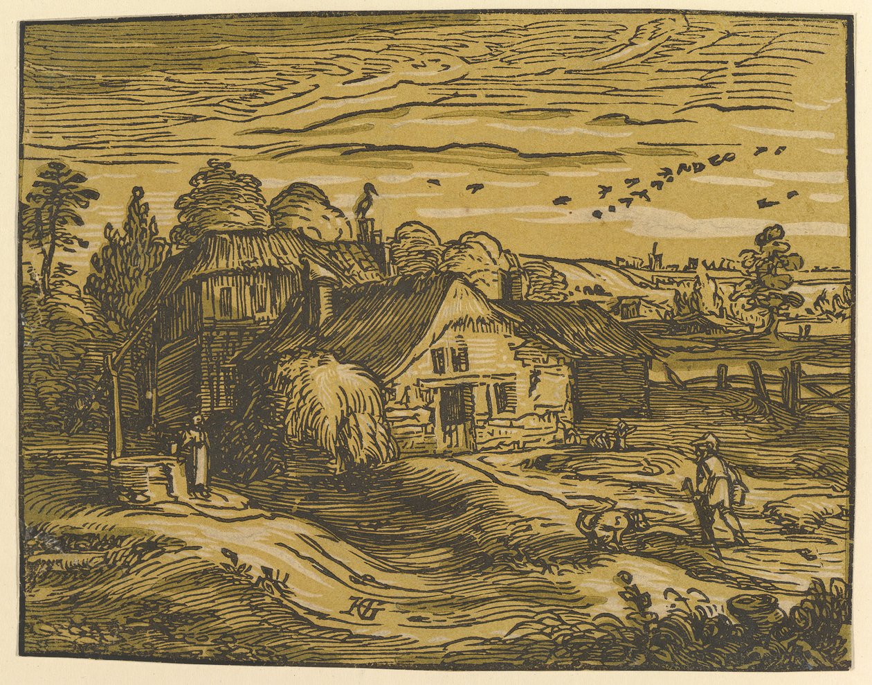 景观与小屋，ca。 1597-98。 作者 亨德里克·古尔齐乌斯（Hendrik Goltzius）