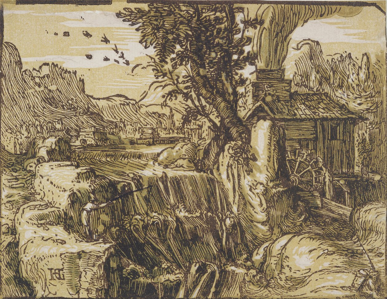 瀑布景观 作者 亨德里克·古尔齐乌斯（Hendrik Goltzius）