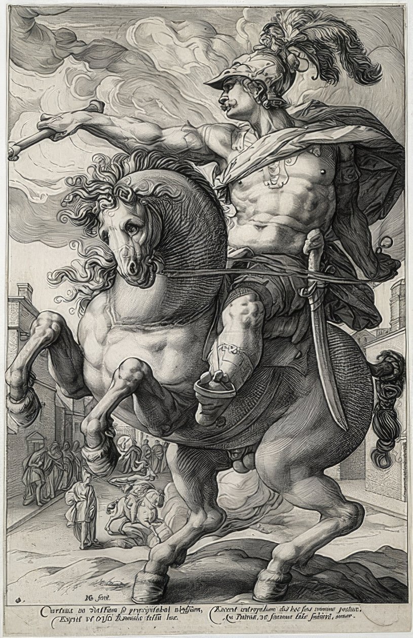 马库斯·库尔蒂乌斯（Marcus Curtius）。 1586 作者 亨德里克·古尔齐乌斯（Hendrik Goltzius）