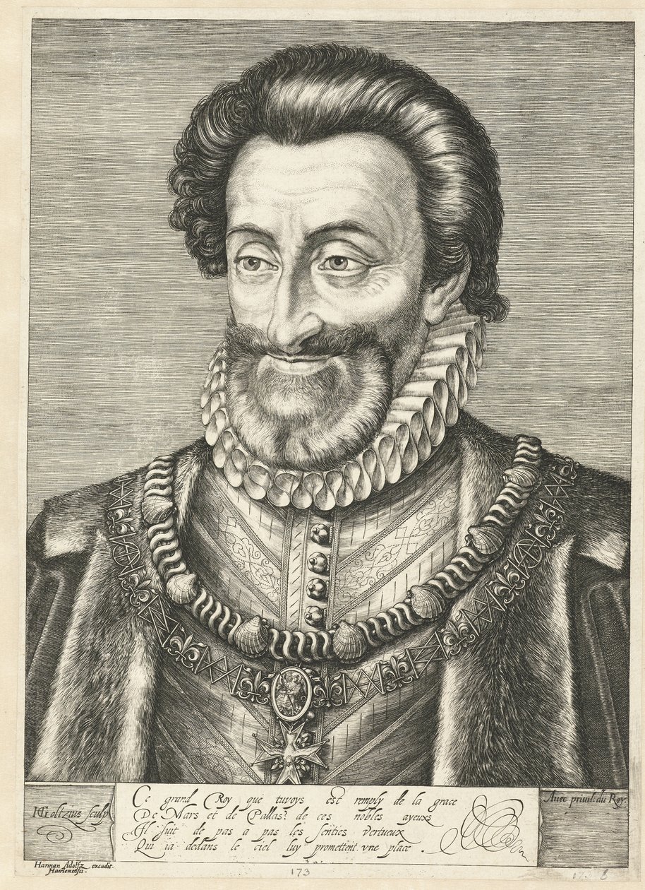 法国国王亨利四世的画像。 1600 作者 亨德里克·古尔齐乌斯（Hendrik Goltzius）