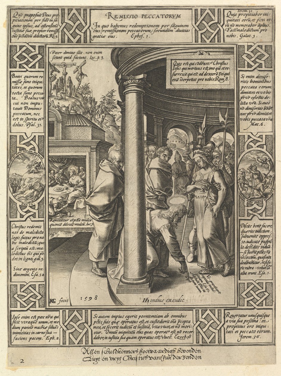 罪，从基督教的信条，1598年寓言。 作者 亨德里克·古尔齐乌斯（Hendrik Goltzius）