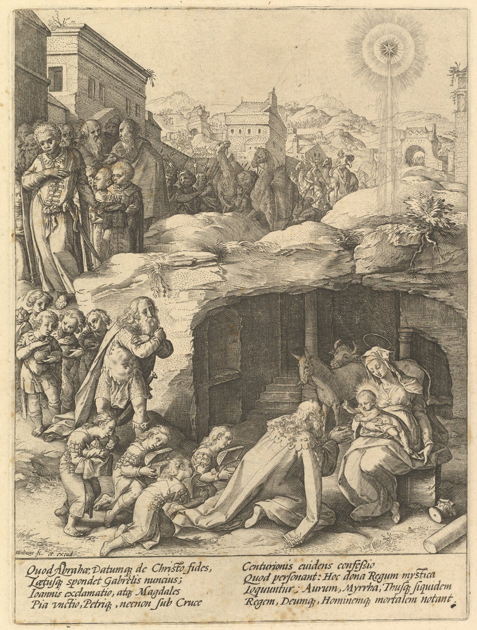 贤士的崇拜，ca。 1585。 作者 亨德里克·古尔齐乌斯（Hendrik Goltzius）