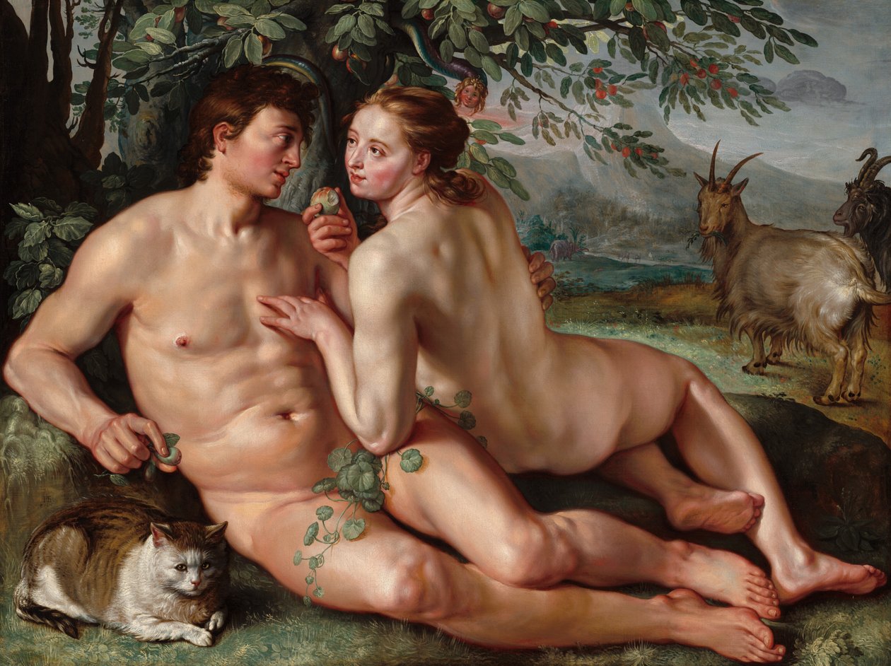 人类的堕落》，1616年。 作者 亨德里克·古尔齐乌斯（Hendrik Goltzius）