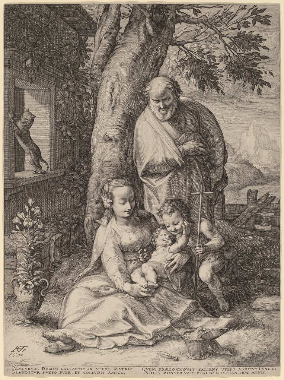 圣家族与婴儿施洗约翰 作者 亨德里克·古尔齐乌斯（Hendrik Goltzius）