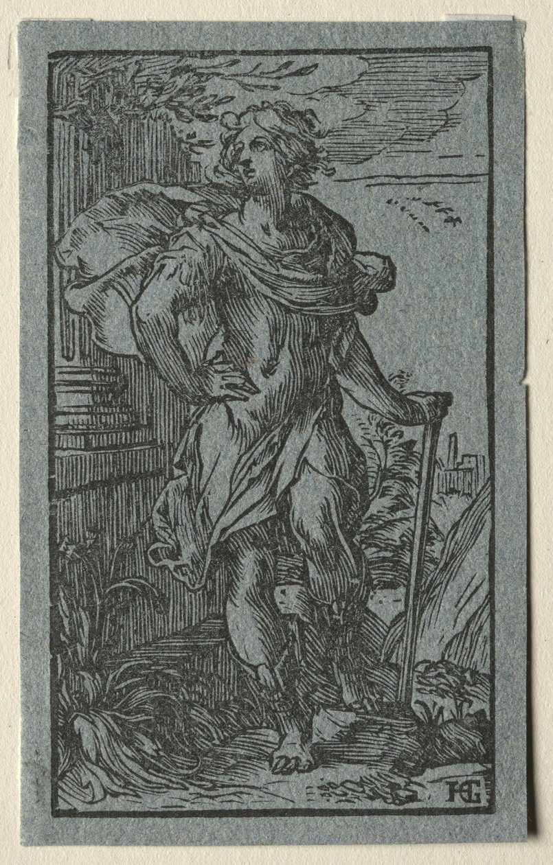 年轻人站立。 作者 亨德里克·古尔齐乌斯（Hendrik Goltzius）