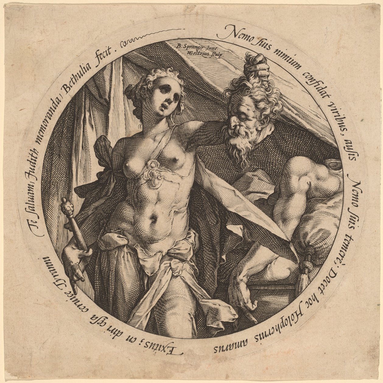 朱迪与霍洛芬尼的头颅 作者 Hendrik Goltzius，仿照 Bartholomaeus Spranger