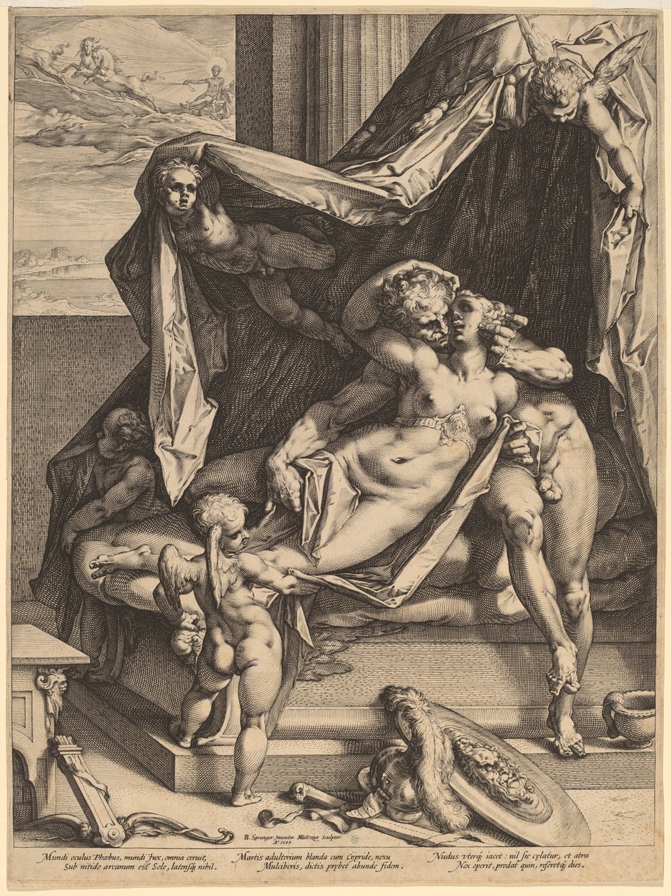 火星和金星 作者 Hendrik Goltzius，仿照 Bartholomaeus Spranger