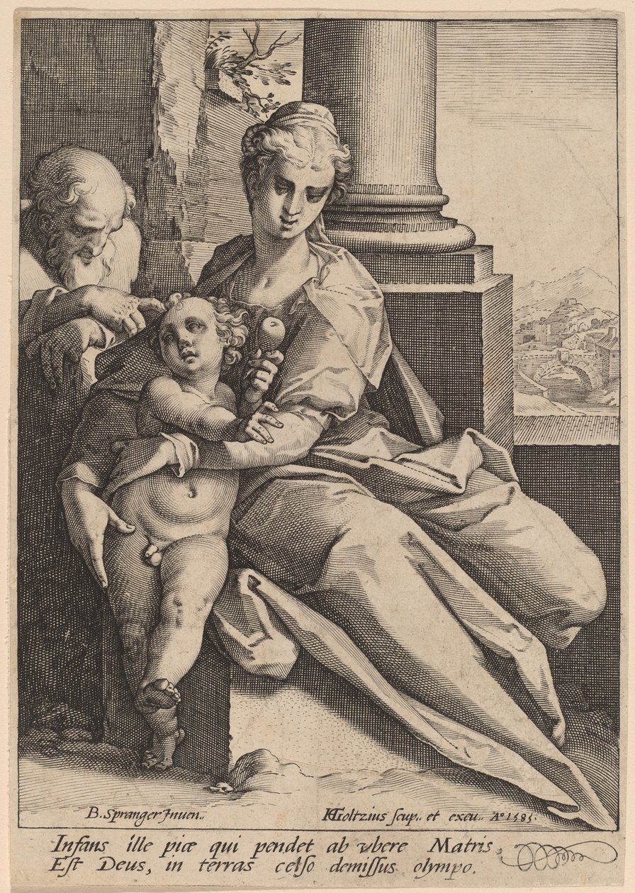 神圣家族 作者 Hendrik Goltzius 在 Bartholomaeus Spranger 之后