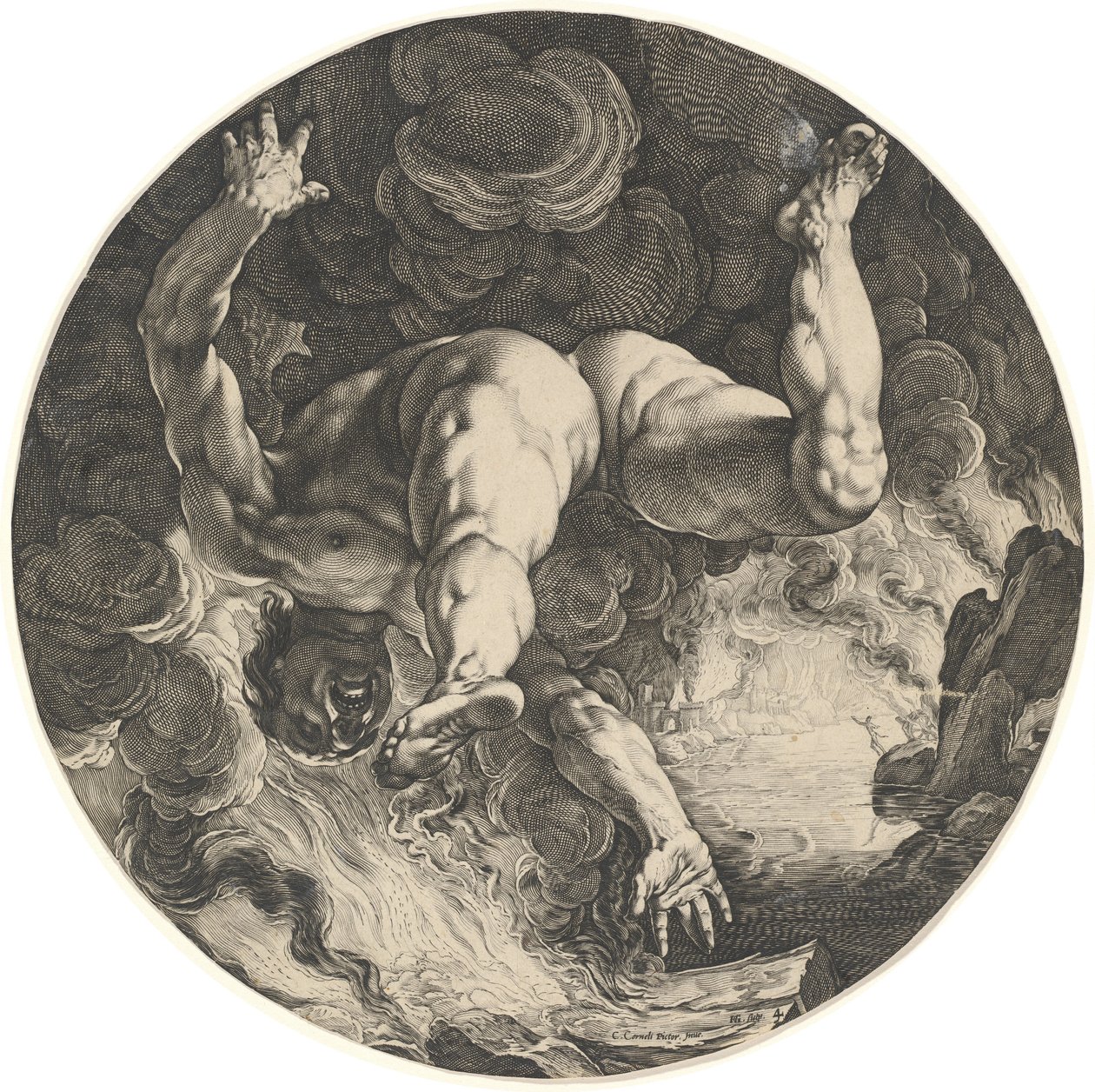 Ixion 作者 在 Cornelis Cornelisz van Haarlem 之后的 Hendrik Goltzius