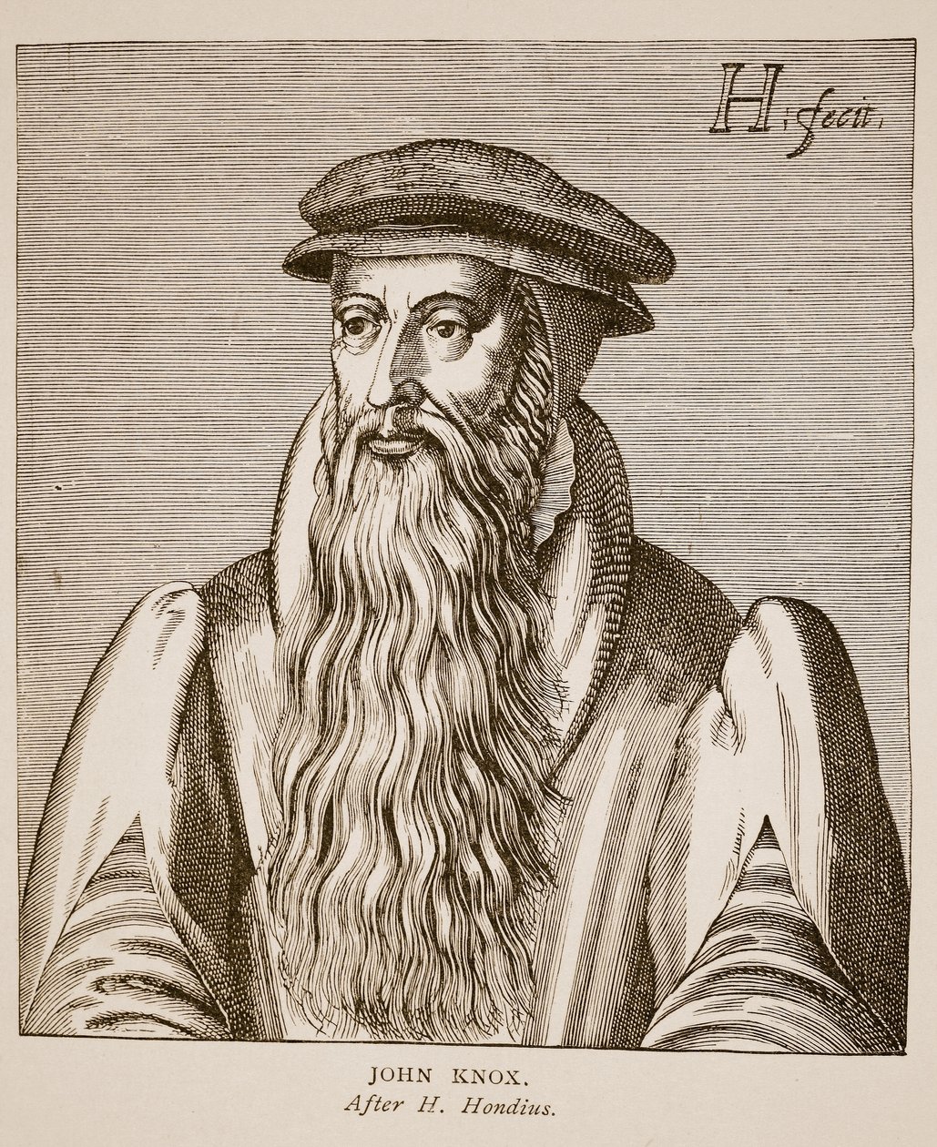 约翰诺克斯，来自Jacobus Verheiden的“Effigies”，1602年（棕褐色照片） 作者 亨德里克·洪都斯