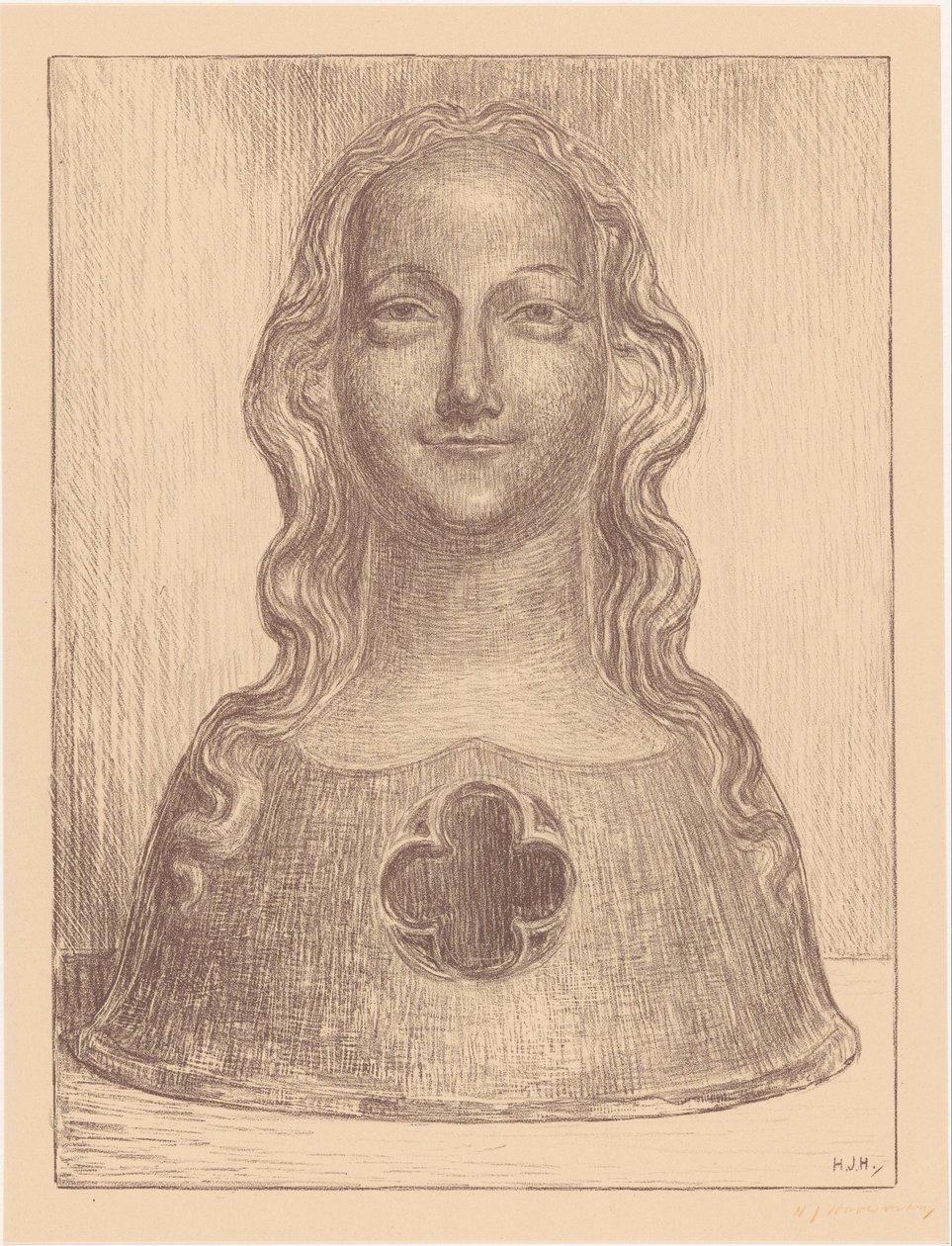 圣厄休拉一位处女的半身雕像 作者 Hendrik Johannes Haverman（艺术家签名）