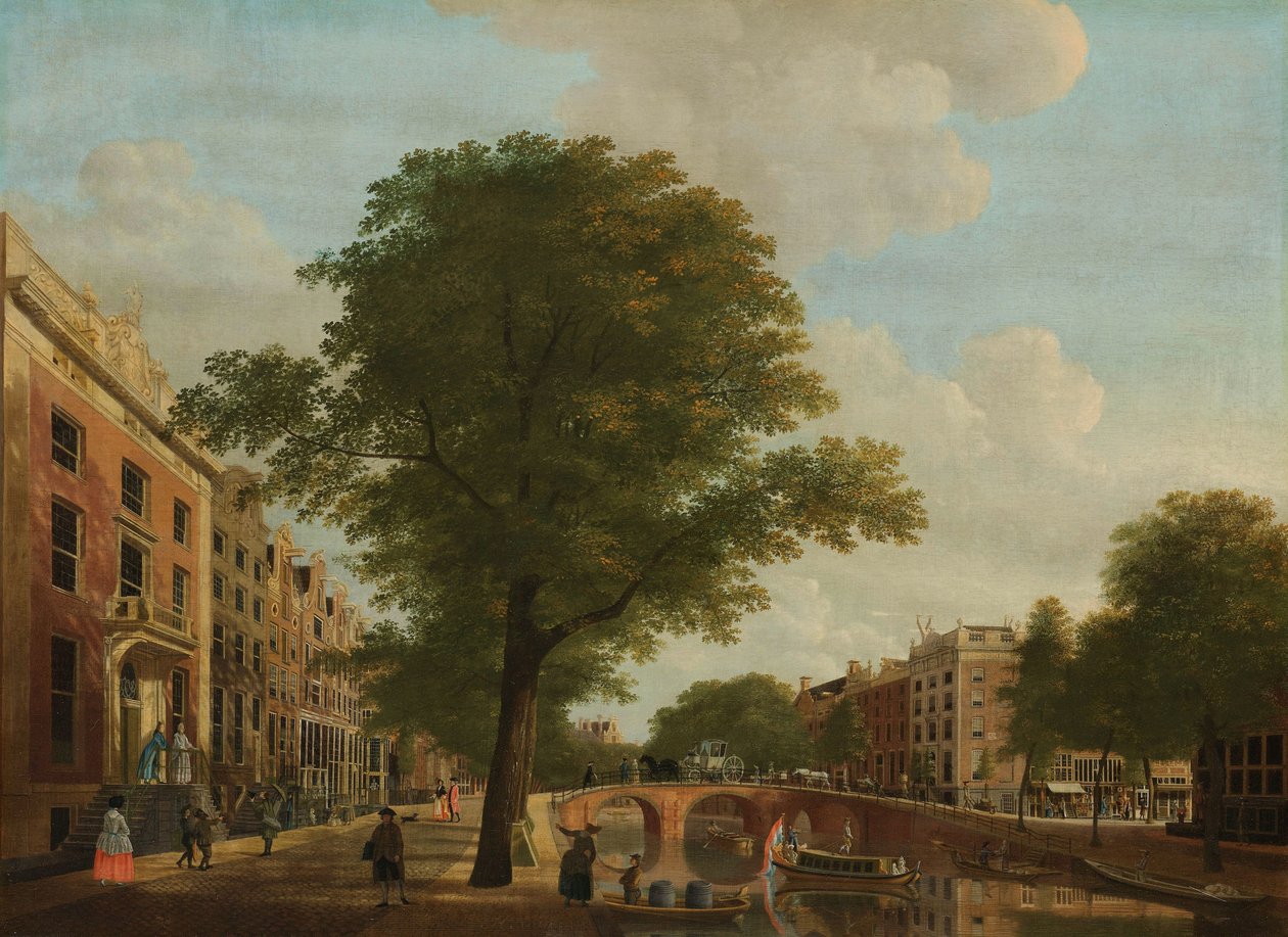 阿姆斯特丹 Leidsestraat 附近的绅士运河 (Herengracht) 景观 作者 亨德里克·基恩
