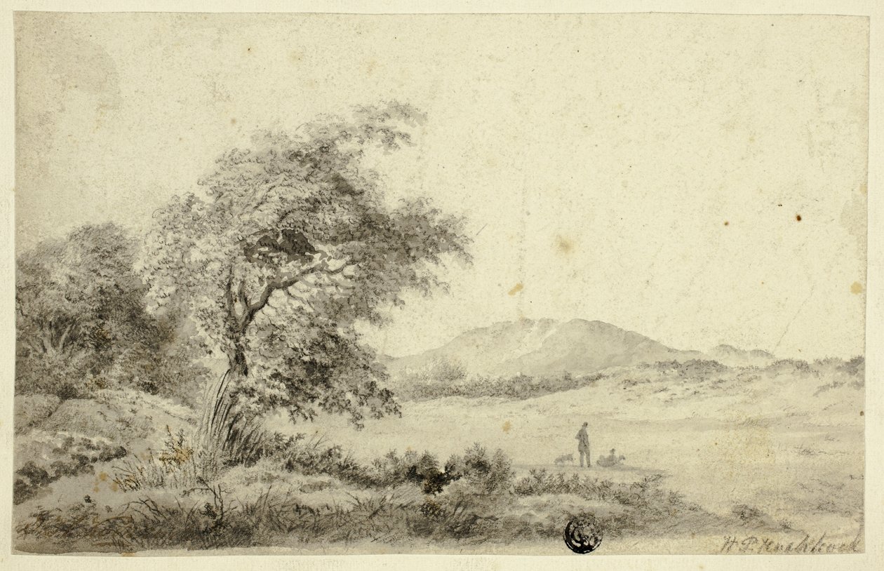夫妇与狗的风景 作者 亨德里克·彼得·科克科克（Hendrik Pieter Koekkoek）