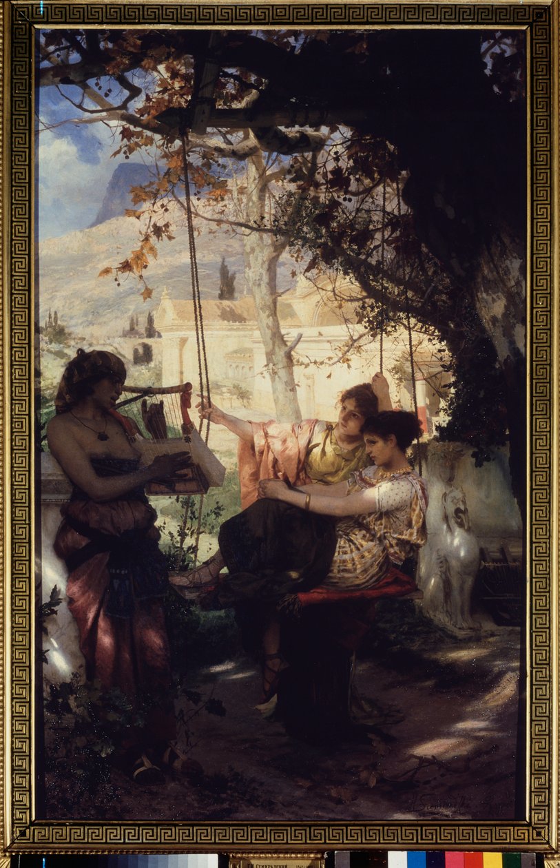 年轻奴隶的歌声。 亨利克·西米拉兹基（Henryk Siemiradzki，1843-1902）绘画，布面油画 作者 亨里克·谢米拉兹基