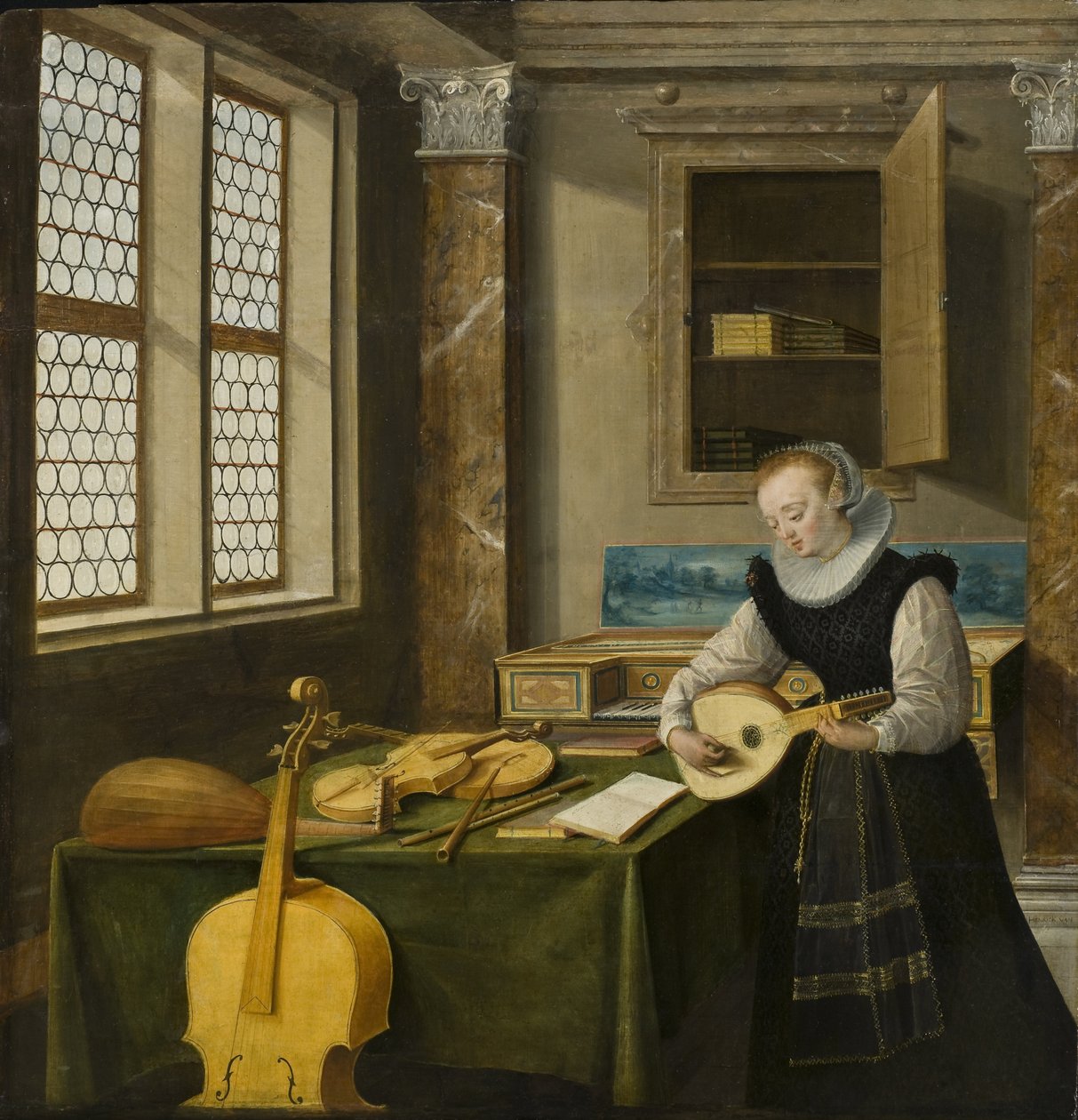 Dame jouant du luth - 弹奏琵琶的女士，Steenwyck, Hendrick van, the Younger (1580-1649)。 木头上的油。 尺寸：65x64 厘米。 斯德哥尔摩国家博物馆 作者 亨德里克·范（c.1580-1649）Steenwyk