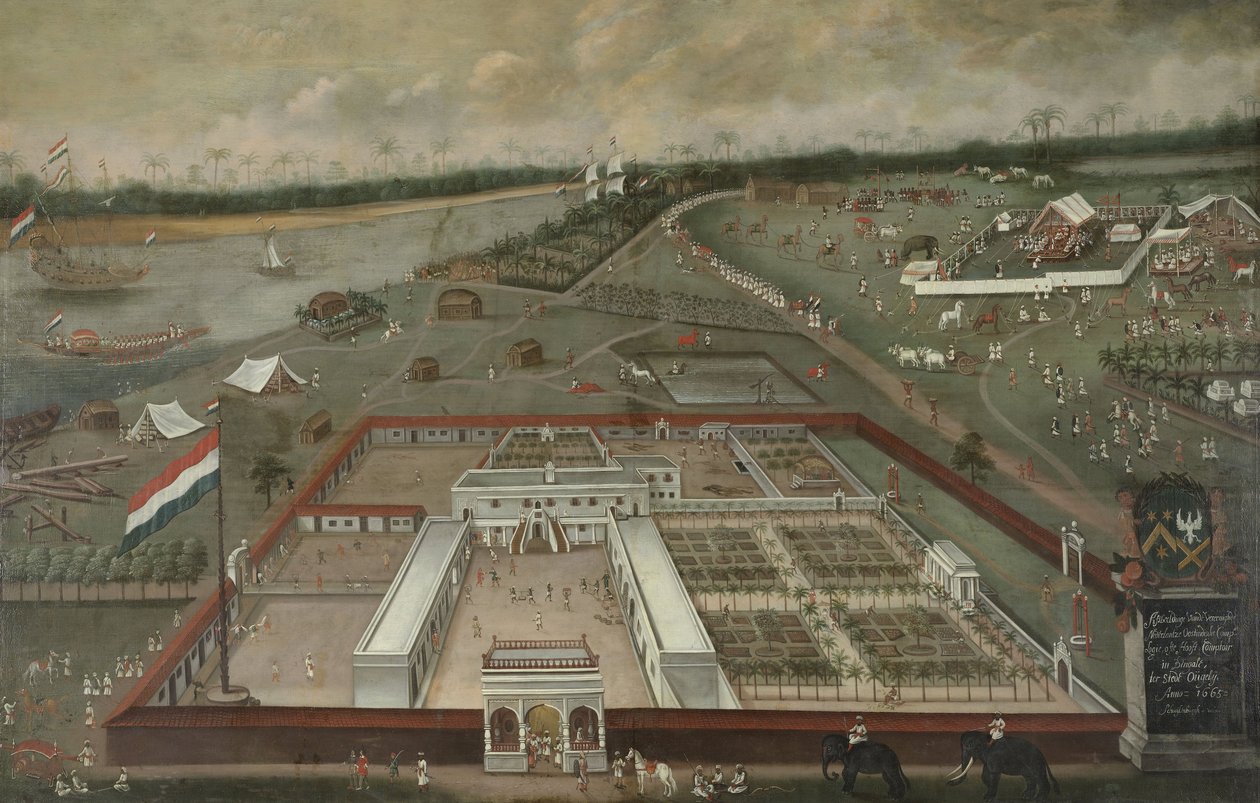荷兰东印度公司的交易站，位于孟加拉邦胡格利恒河旁，1665年 作者 亨德里克·范·舒伦伯格