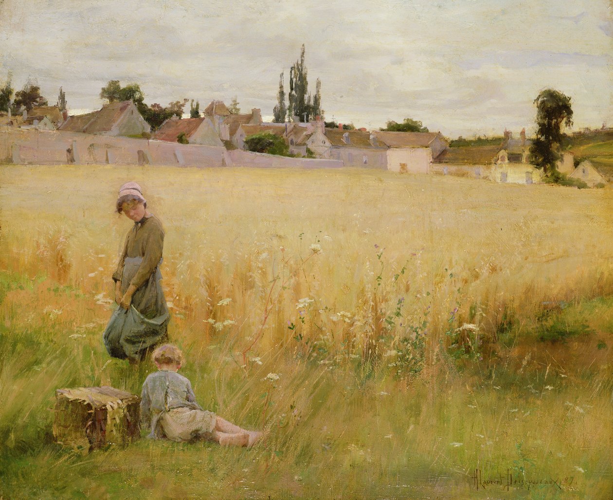 一个夏天的草地，1887年 作者 亨利·阿方斯（Henri Alphonse）Louis Laurent Desrousseaux