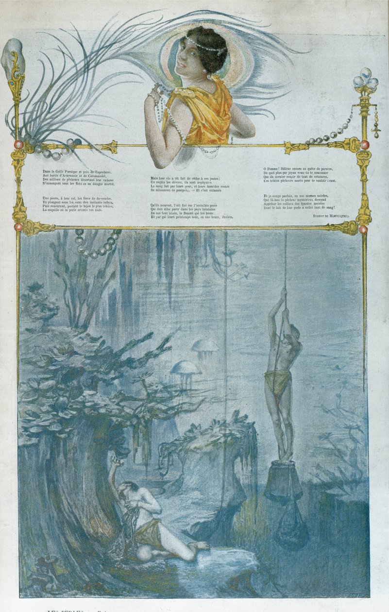 “Les Perles”的插图，Robert de Montesquiou（1855-1921）的诗 作者 亨利·阿方斯（Henri Alphonse）Louis Laurent Desrousseaux