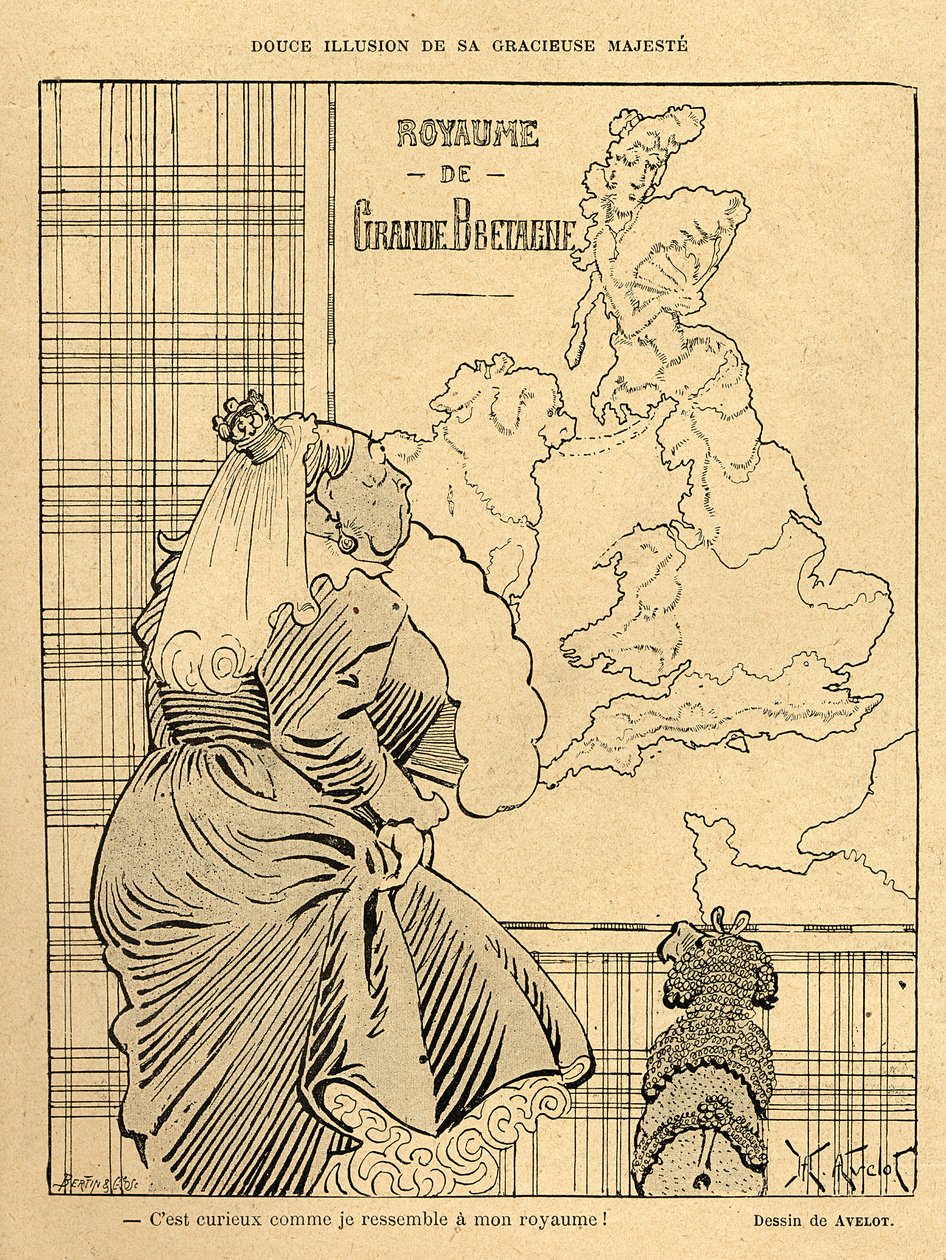 维多利亚女王的漫画，来自&39;Le Rire&39;，1899年4月22日 作者 亨利·阿夫洛特（Henri Avelot）