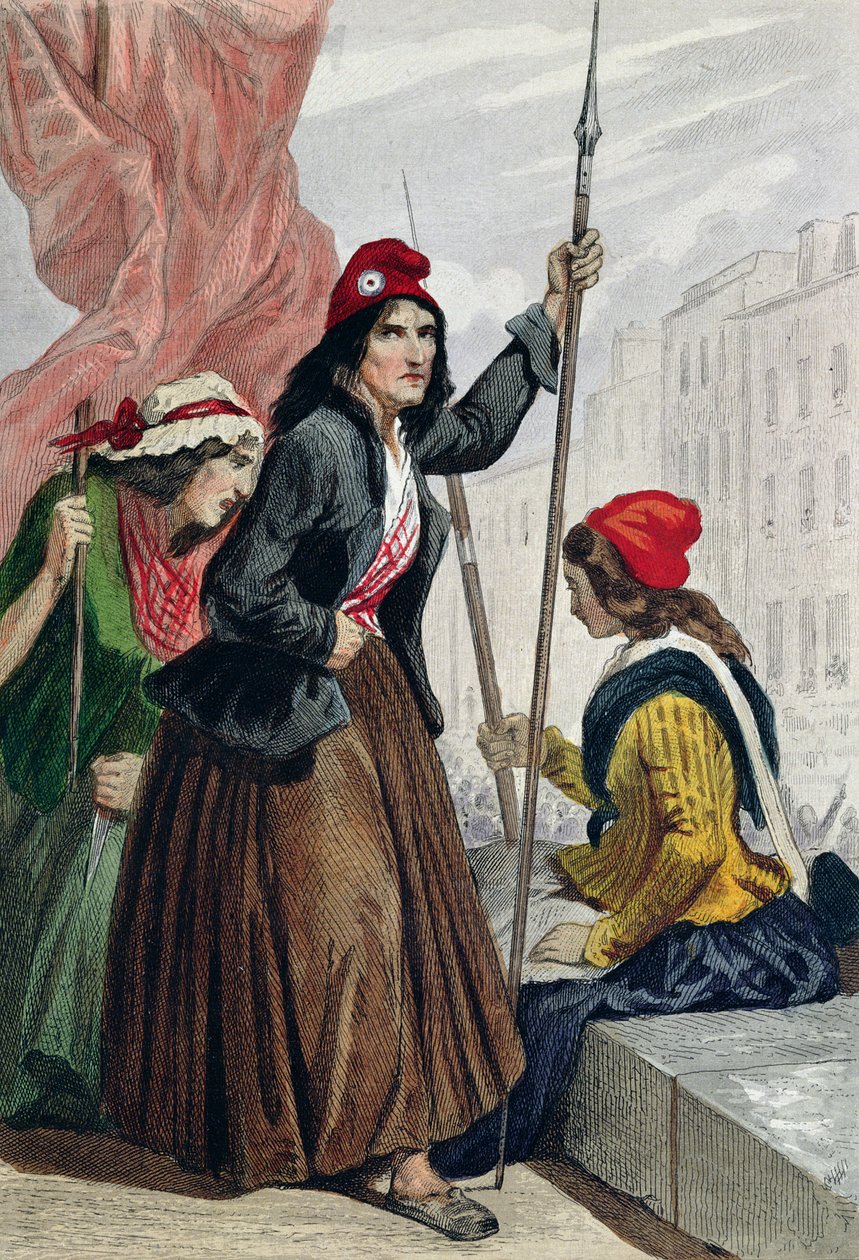 1793年10月16日圣罗克教堂台阶上的断头台三角帆（彩色雕刻） 作者 亨利男爵
