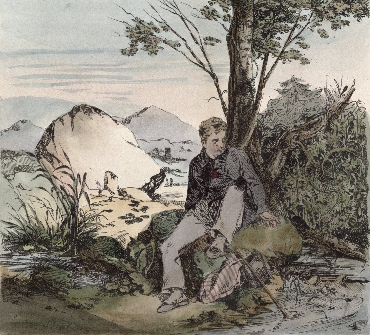 流浪者，伯纳德刻的皮埃尔·让·德·贝朗杰（1780-c.1857）一首诗的插图 作者 亨利·邦纳维特·蒙尼尔