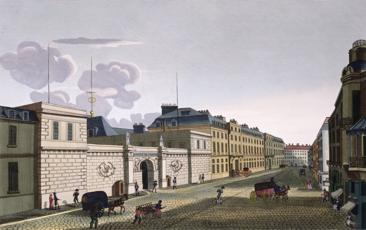 来自Rue Croix-Petits-Champs的法国银行，由Eugene Dubois雕刻，1800年 作者 亨利·库沃西耶·沃辛（Henri Courvoisier-Voisin）