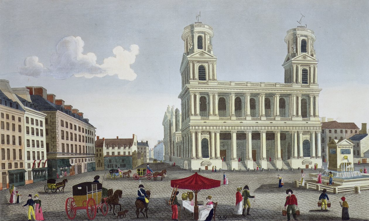 Place Saint Sulpice，18.15-20（彩色雕刻） 作者 亨利·库沃西耶·沃辛（Henri Courvoisier-Voisin）