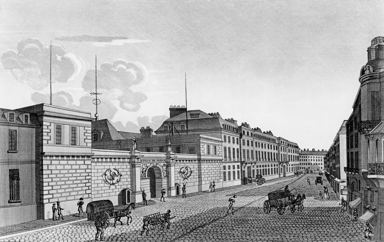 从Rue Croix-des-Petits-Champs，1800年的法国银行的看法 作者 亨利·库沃西耶·沃辛（Henri Courvoisier-Voisin）