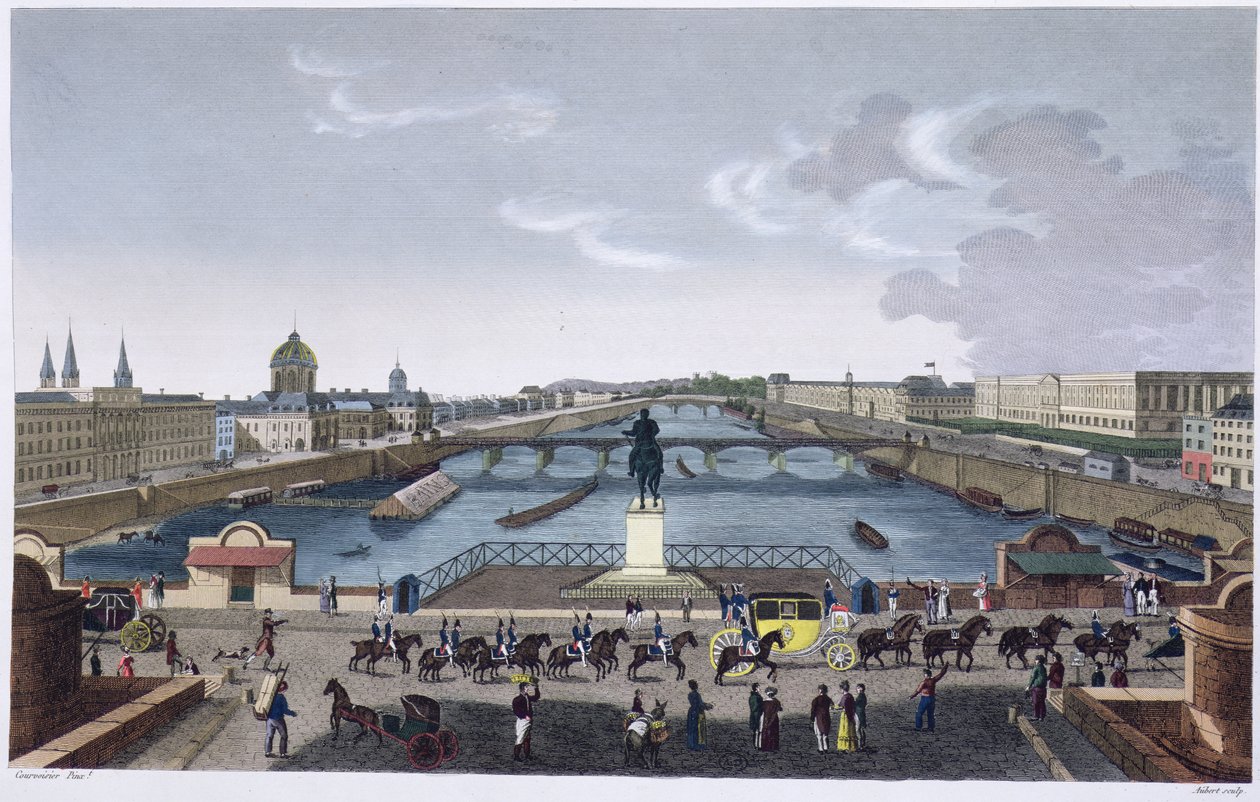 新桥。 c.1815-20（彩色雕刻） 作者 亨利·库沃西耶·沃辛（Henri Courvoisier-Voisin）