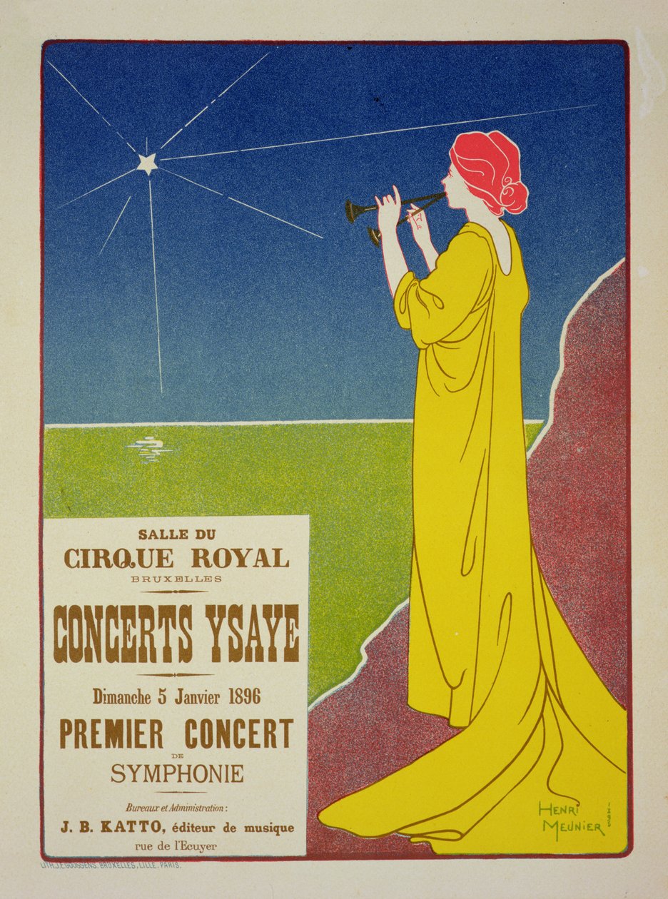复制一张宣传&39;Ysaye音乐会&39;的海报，Salle du Cirque Royal，布鲁塞尔，1895年 作者 乔治·穆尼耶
