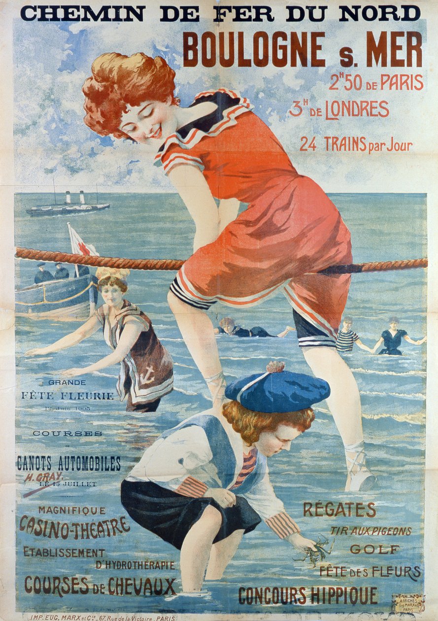 海报广告1905年Boulogne sur Mer的海滨度假胜地 作者 亨利·格雷