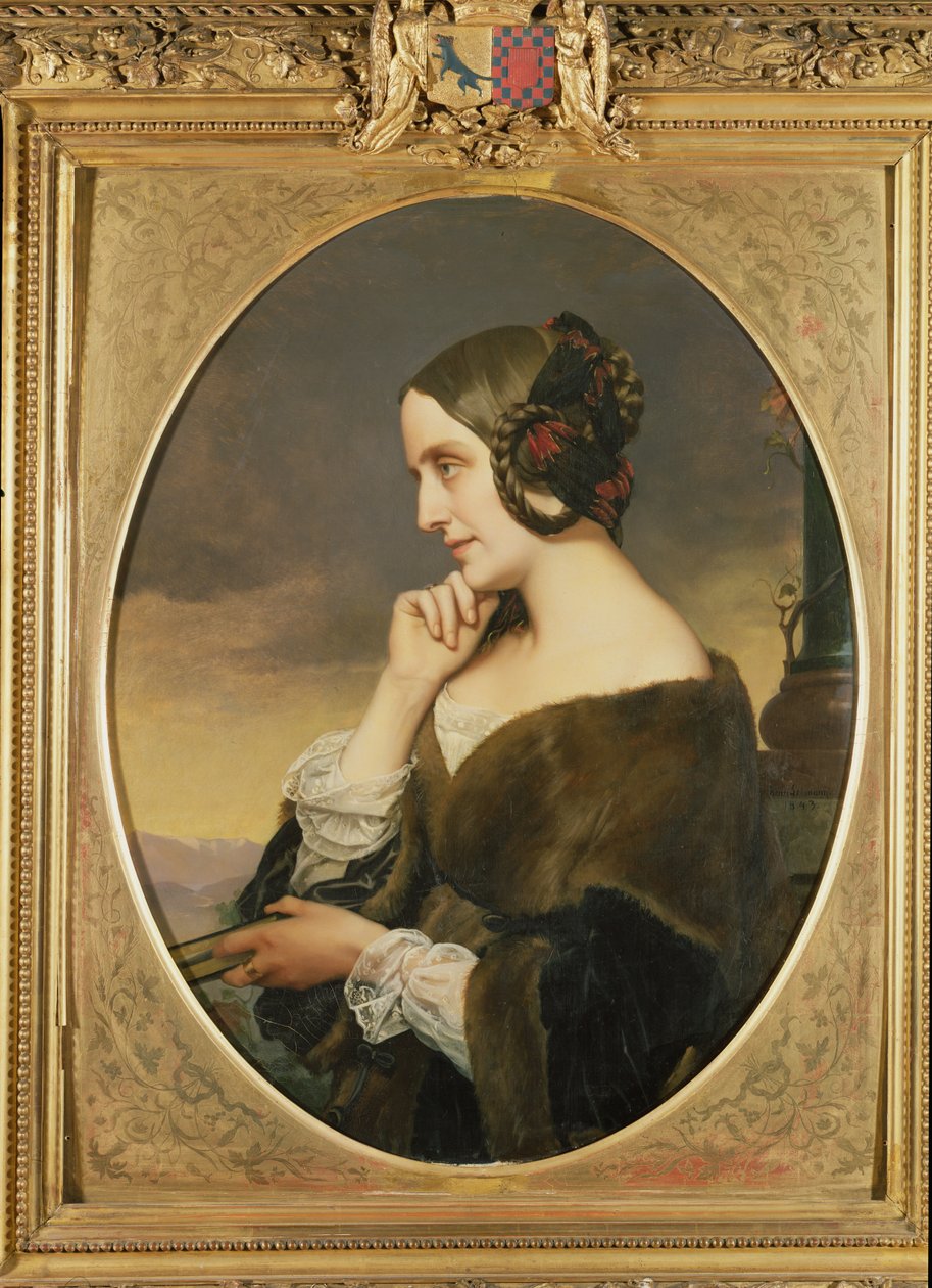 1843年，玛丽亚·阿古尔特伯爵夫人的肖像 作者 亨利·莱曼（Henri Lehmann）