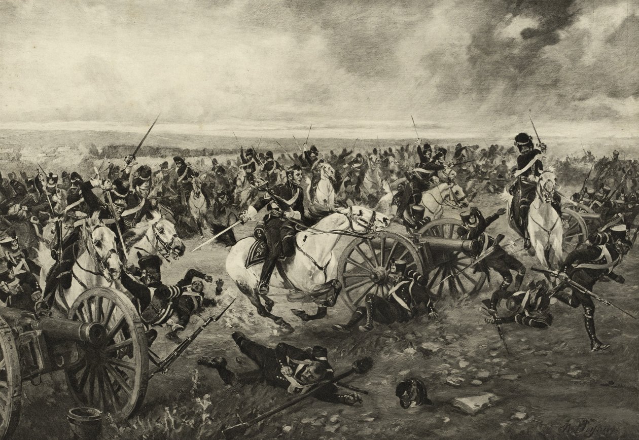 滑铁卢的苏格兰灰人，1815年6月18日，c.1902 作者 亨利·路易斯·杜普雷