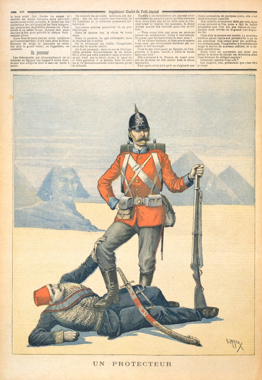 1893年2月11日，英国被描绘为埃及的“保护者”，来自“Le Petit Journal”的漫画 作者 亨利·迈耶（Henri Meyer）