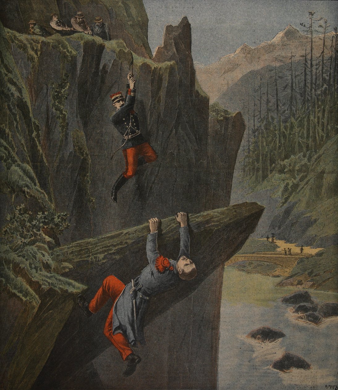 拯救一名士兵，插图来自&39;Le Petit Journal：Supplement illustre&39;，1898年2月13日 作者 亨利·迈耶（Henri Meyer）