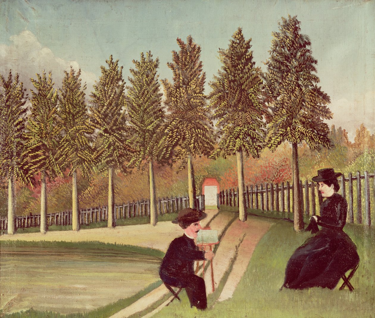 艺术家绘画他的妻子，1900-05 作者 亨利·卢梭
