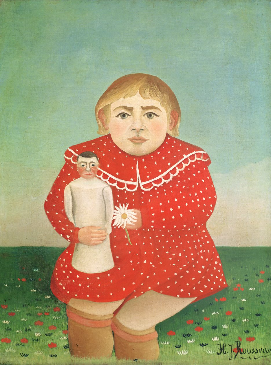 有娃娃的女孩，c.1892或c.1904-05 作者 亨利·卢梭