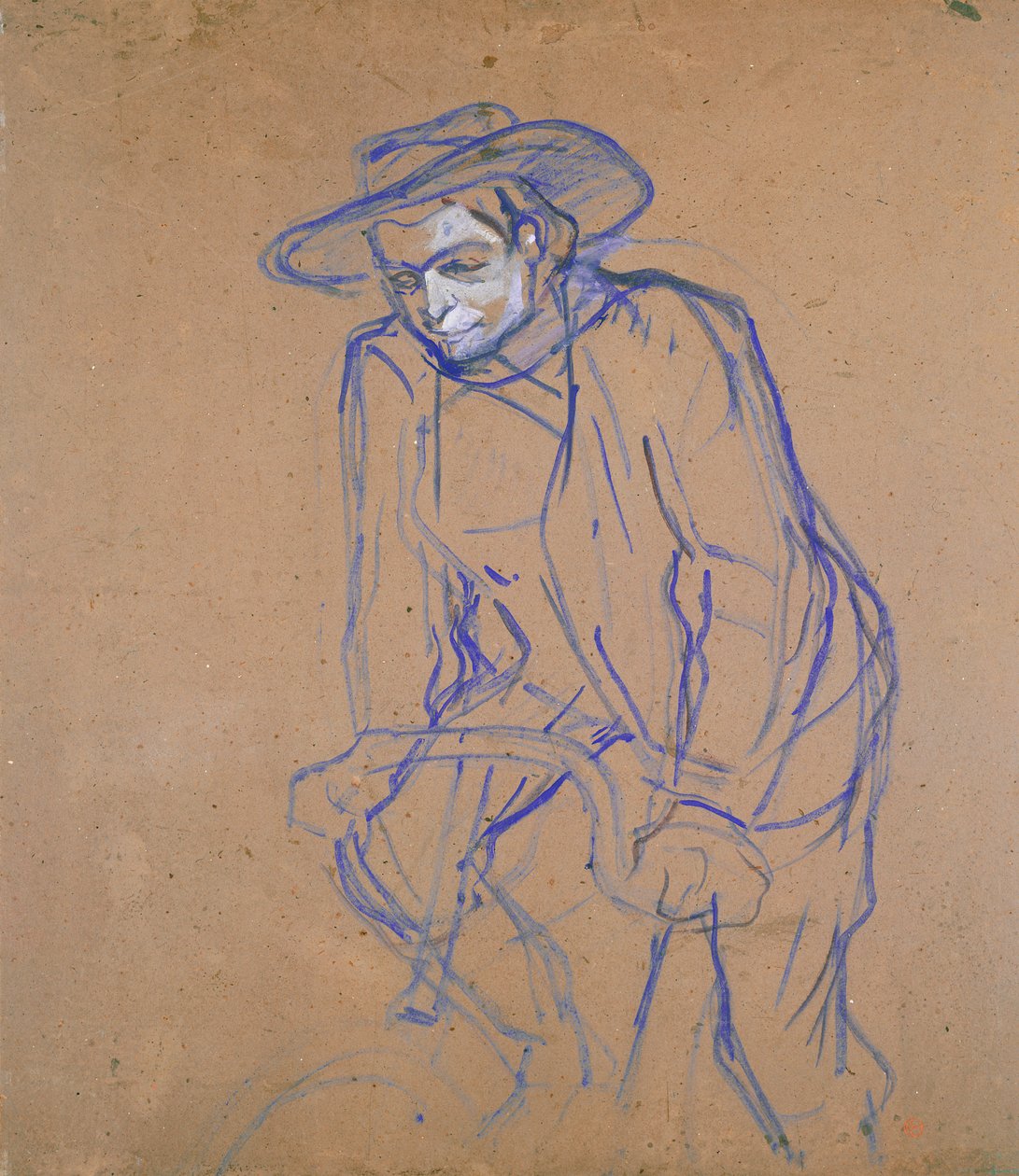 Aristide Bruant在一辆自行车上，1896年 作者 亨利·德·图卢兹·劳特雷克