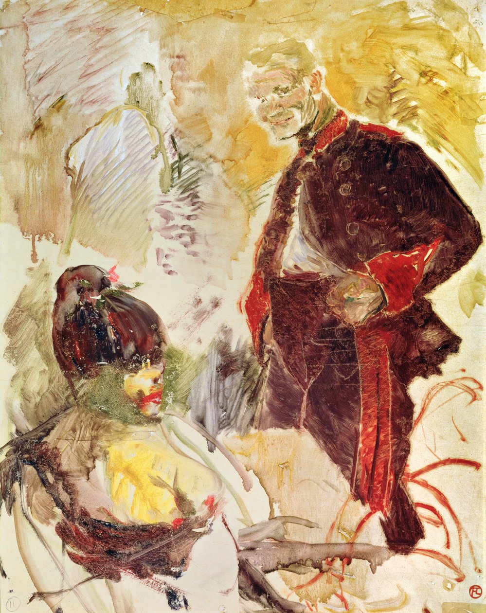 炮兵和女孩，1886年 作者 亨利·德·图卢兹·劳特雷克