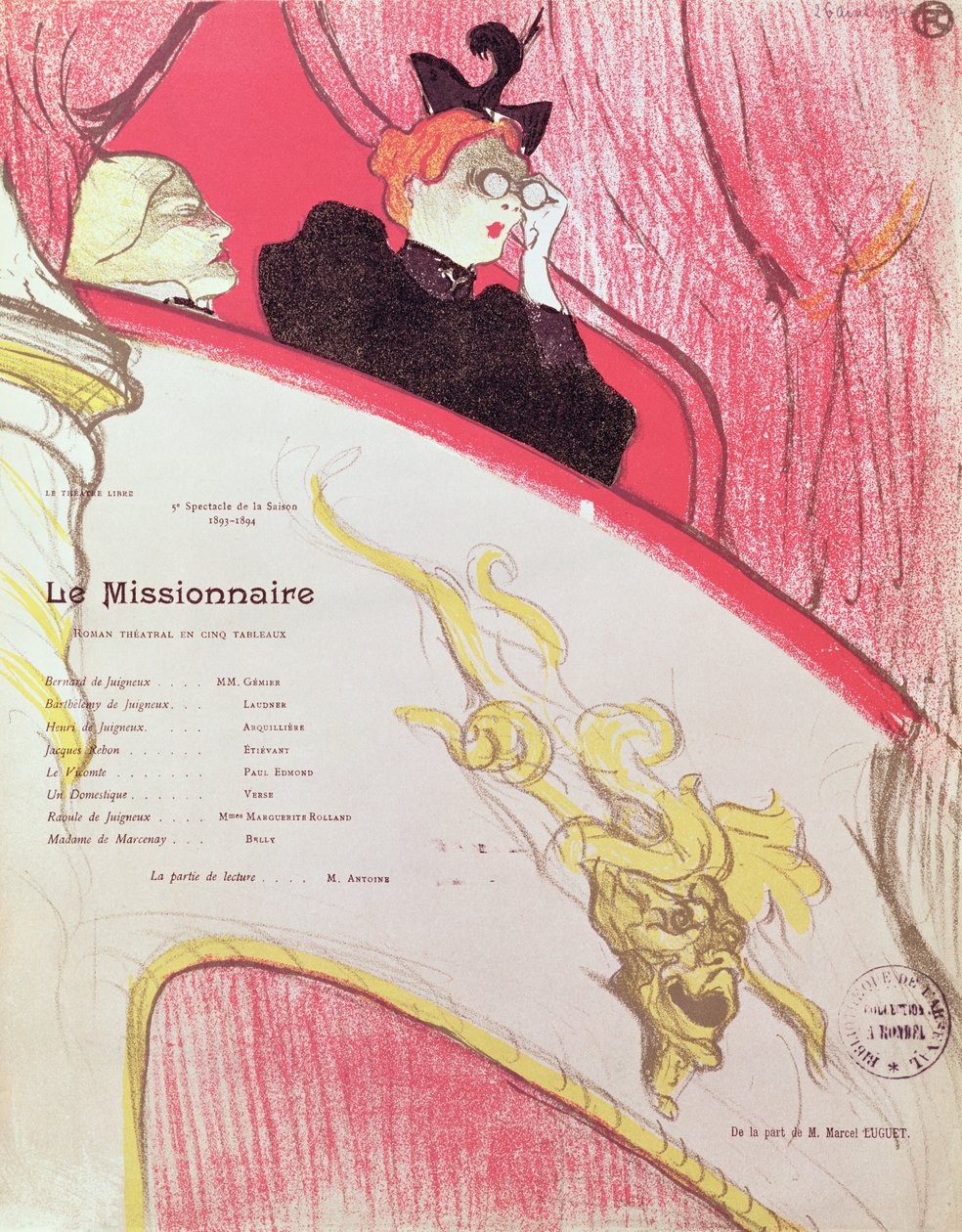 在1893年至1894年在剧院自由的&39;Le Missionaire&39;节目的封面（另见202671） 作者 亨利·德·图卢兹·劳特雷克