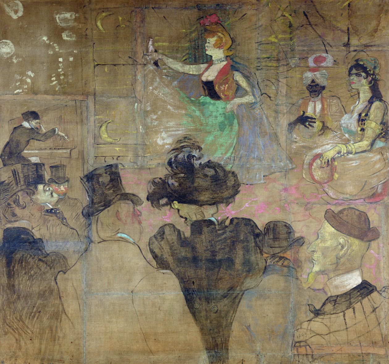 在红磨坊跳舞：La Goulue，1895 作者 亨利·德·图卢兹·劳特雷克