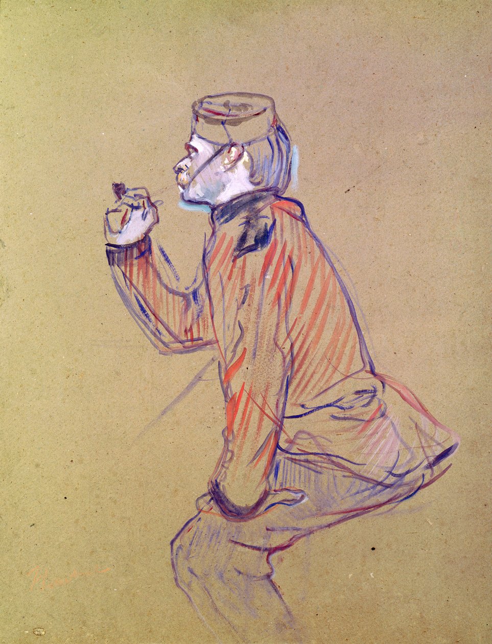 英国士兵吸烟管，1898年（油卡） 作者 亨利·德·图卢兹·劳特雷克