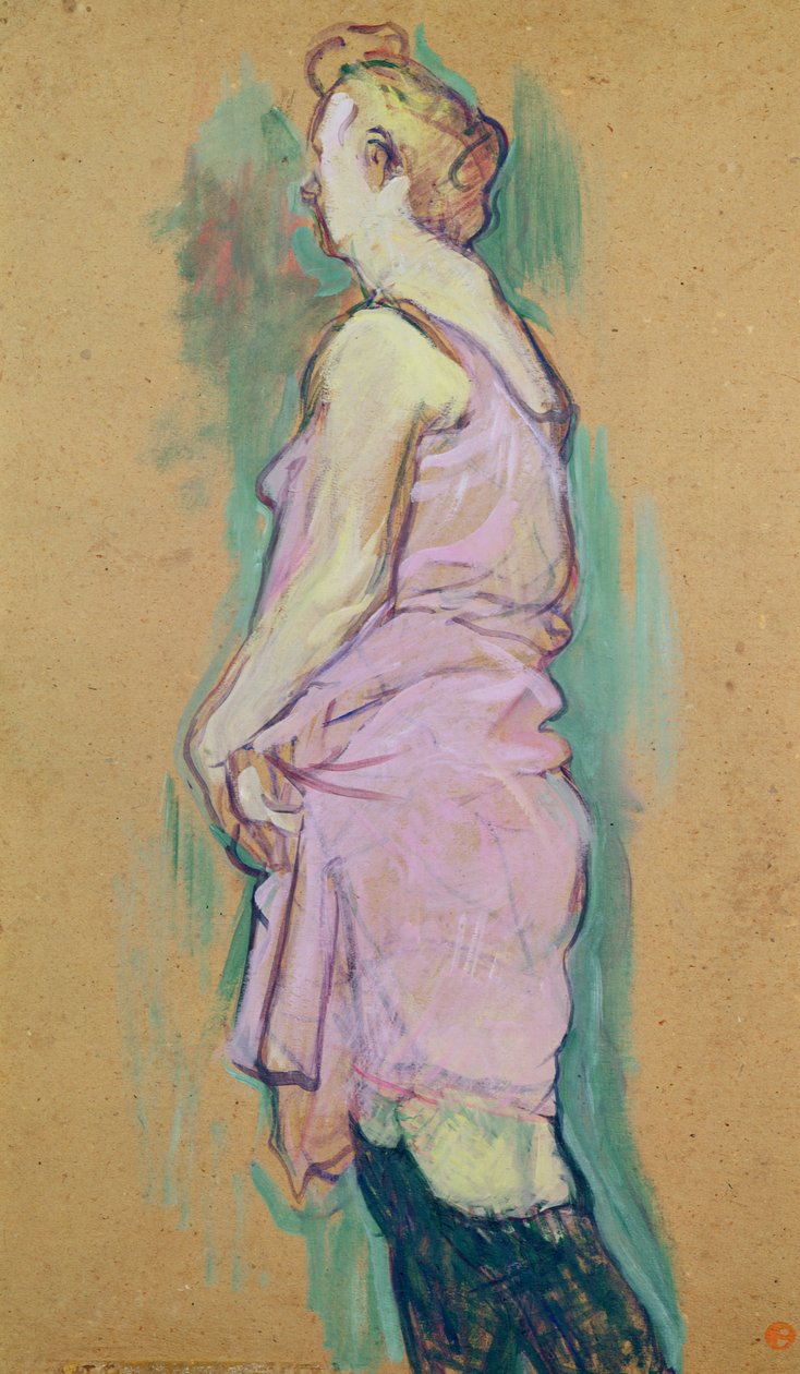 金发碧眼的家庭主妇，研究&39;Rue des Moulins，访问&39;，1894年（油卡） 作者 亨利·德·图卢兹·劳特雷克