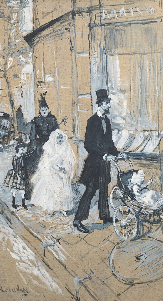 1888年第一次圣餐日（纸板上的grisaille） 作者 亨利·德·图卢兹·劳特雷克