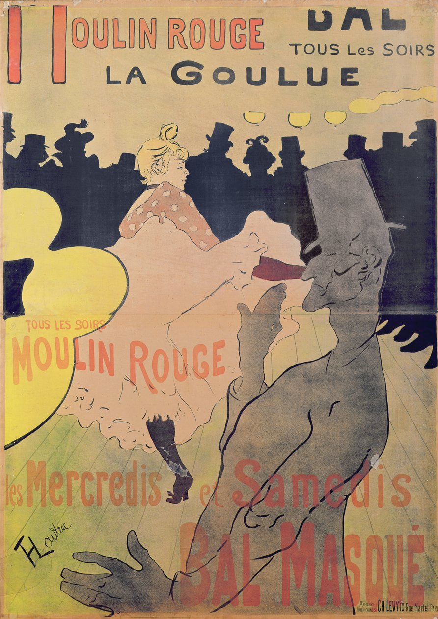 1891年红磨坊的广告海报&39;La Goulue&39; 作者 亨利·德·图卢兹·劳特雷克